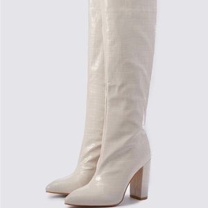 Croc Embossed Chunky Heel Boots